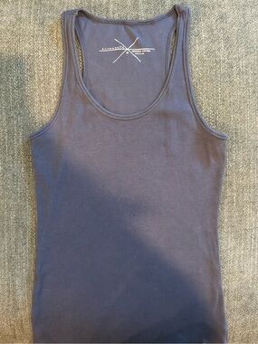 Organic Cotton Gray Ribbed Tank Top with Small Logo